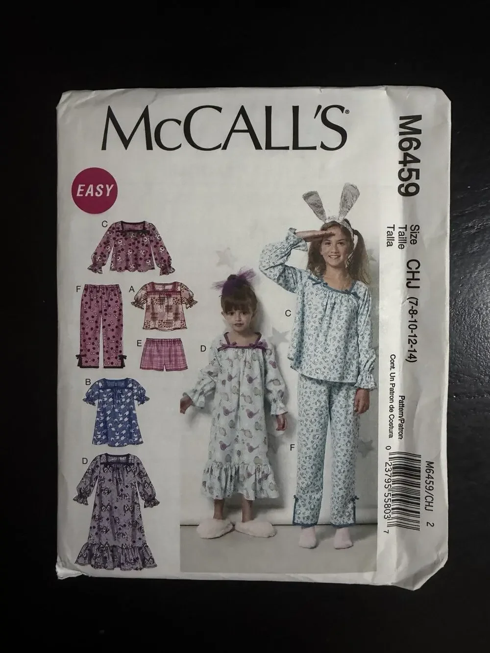 McCall's M6459 Sewing Pattern Child's Size 7-14 Pajamas Uncut & FF